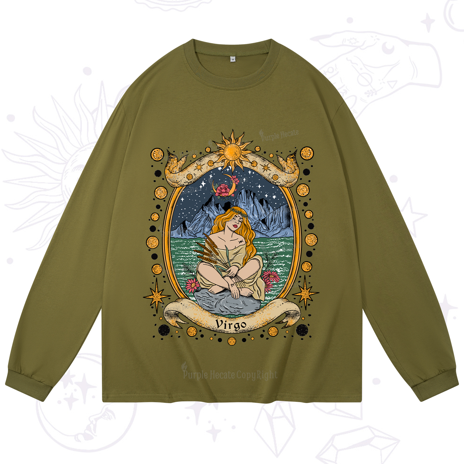 Purplehecate Celestial Virgo Zodiac Long Sleeve T-Shirt