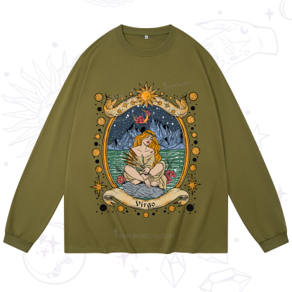 Purplehecate Celestial Virgo Zodiac Long Sleeve T-Shirt