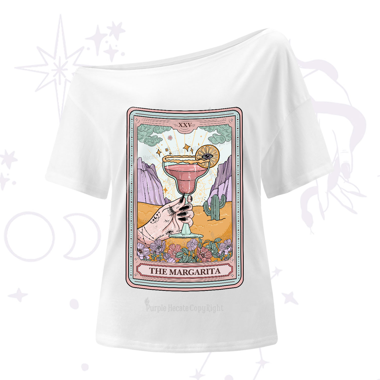 Purplehecate The Margarita Tarot Card One-Shoulder T-Shirt