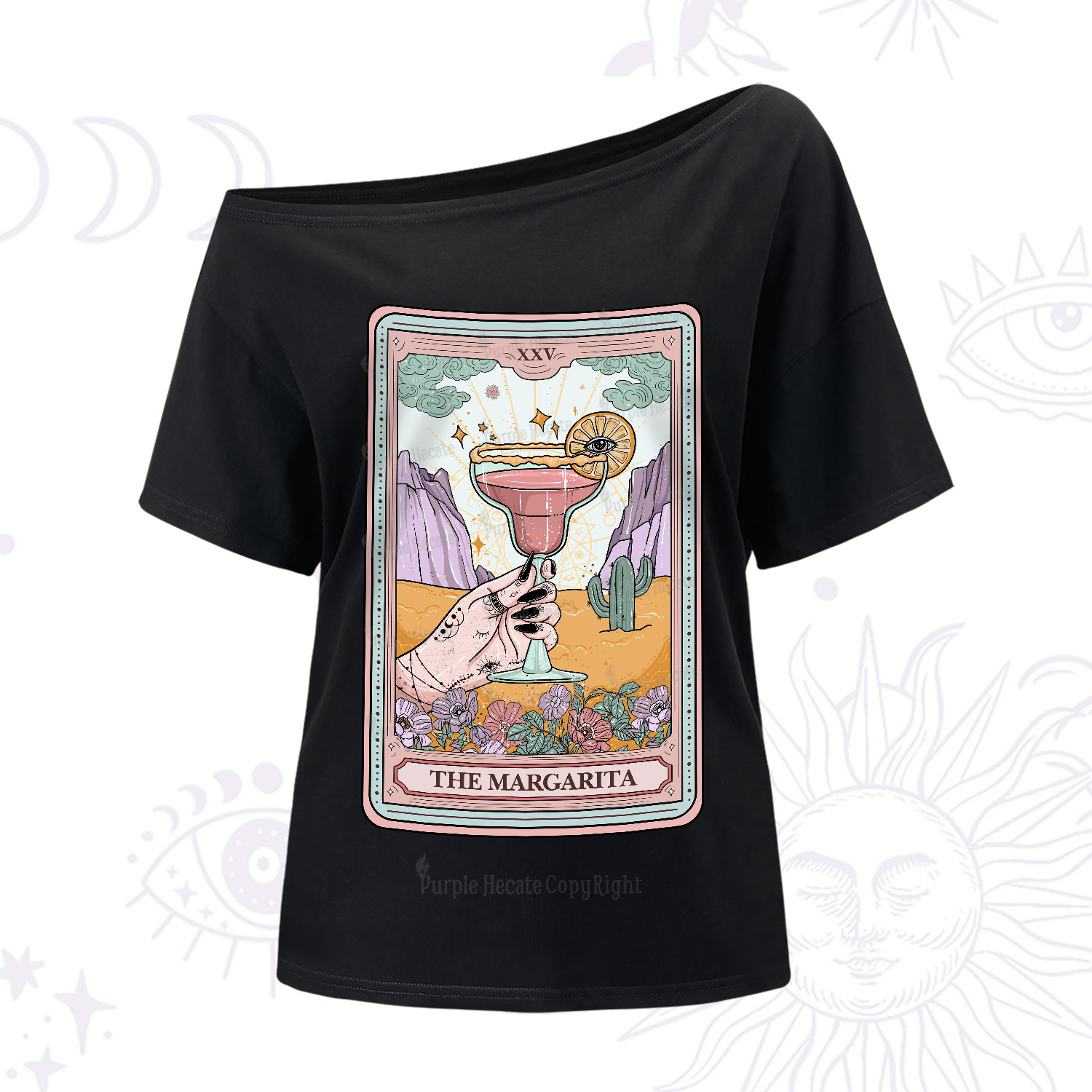 Purplehecate The Margarita Tarot Card One-Shoulder T-Shirt