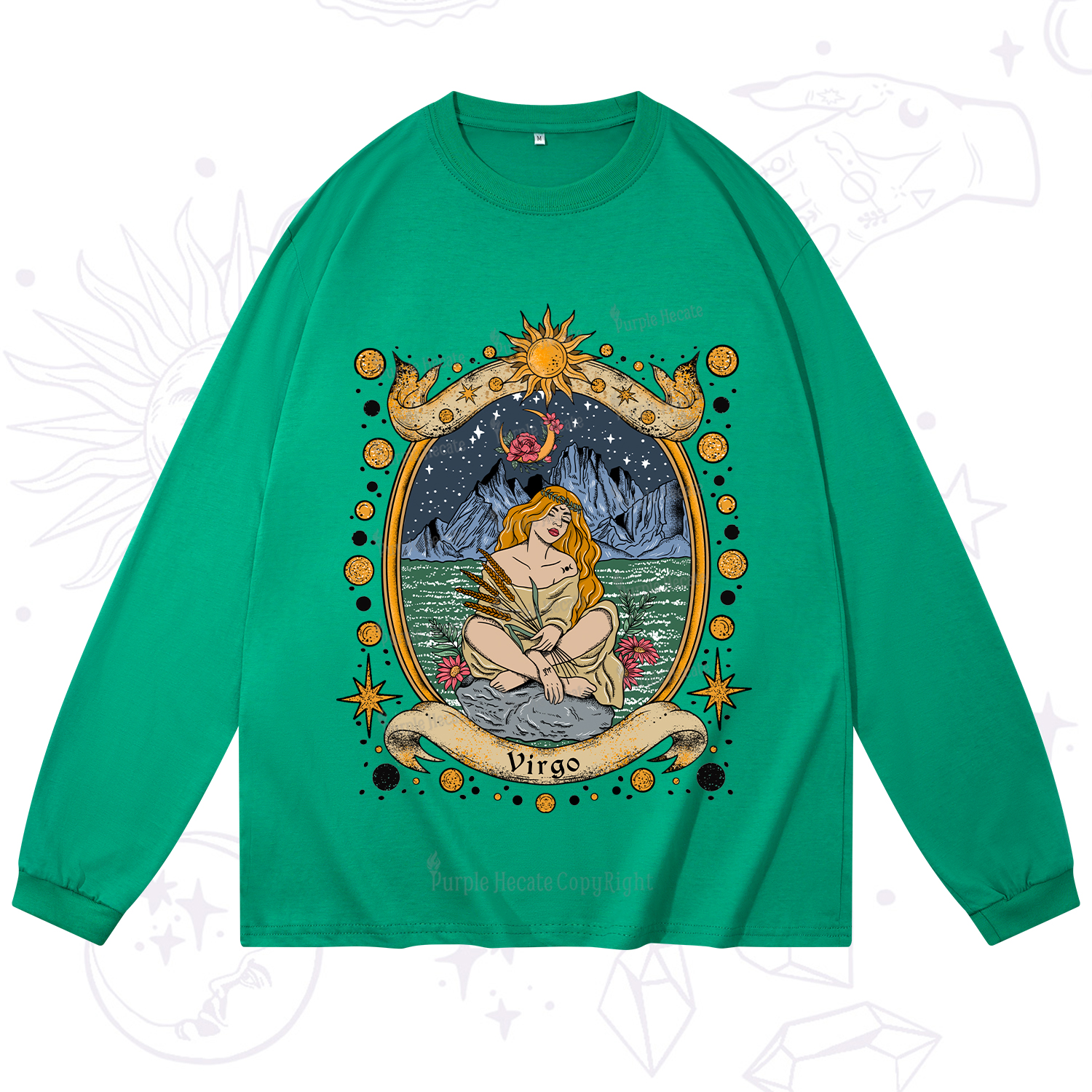 Purplehecate Celestial Virgo Zodiac Long Sleeve T-Shirt