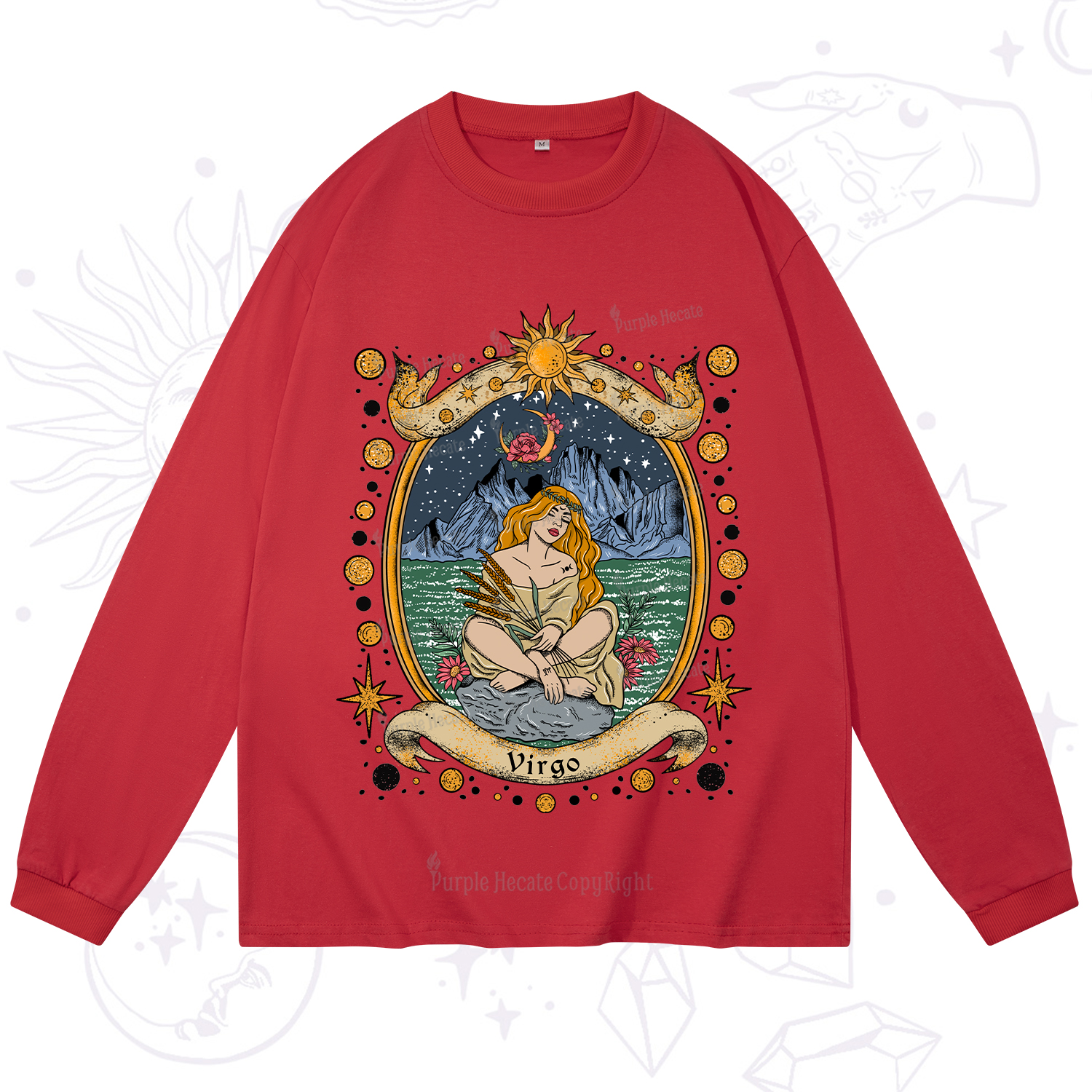 Purplehecate Celestial Virgo Zodiac Long Sleeve T-Shirt