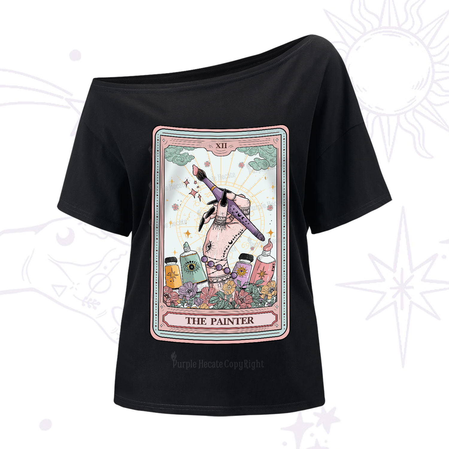 Purplehecate The Painter Tarot One-Shoulder T-Shirt
