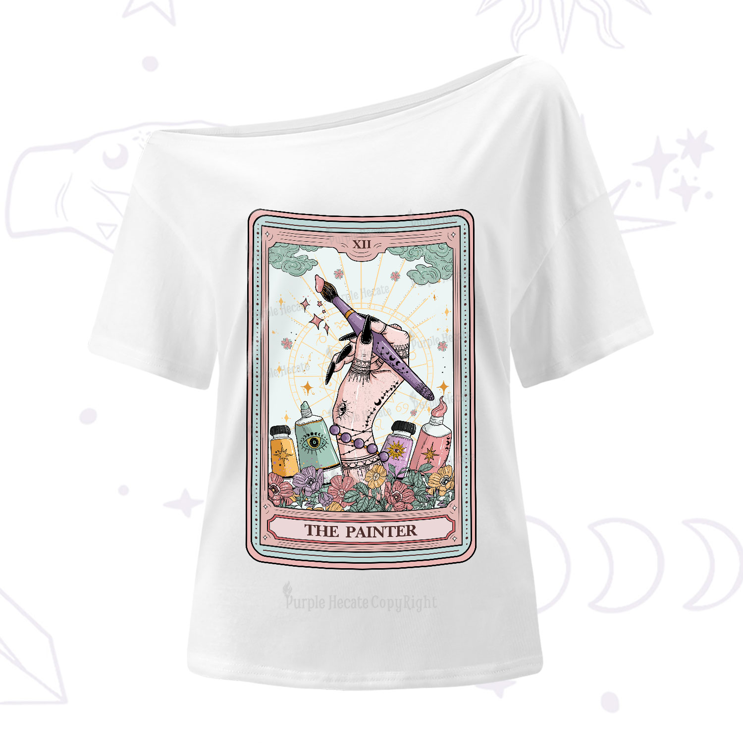 Purplehecate The Painter Tarot One-Shoulder T-Shirt