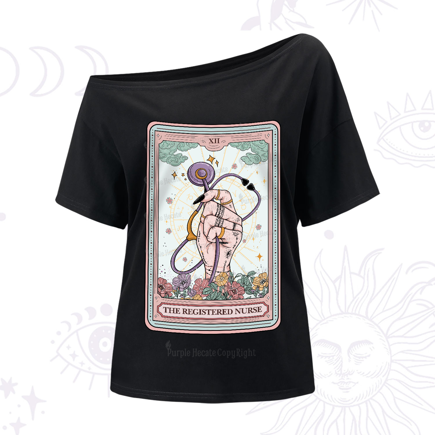 Purplehecate The Registered Nurse Tarot One-Shoulder T-Shirt