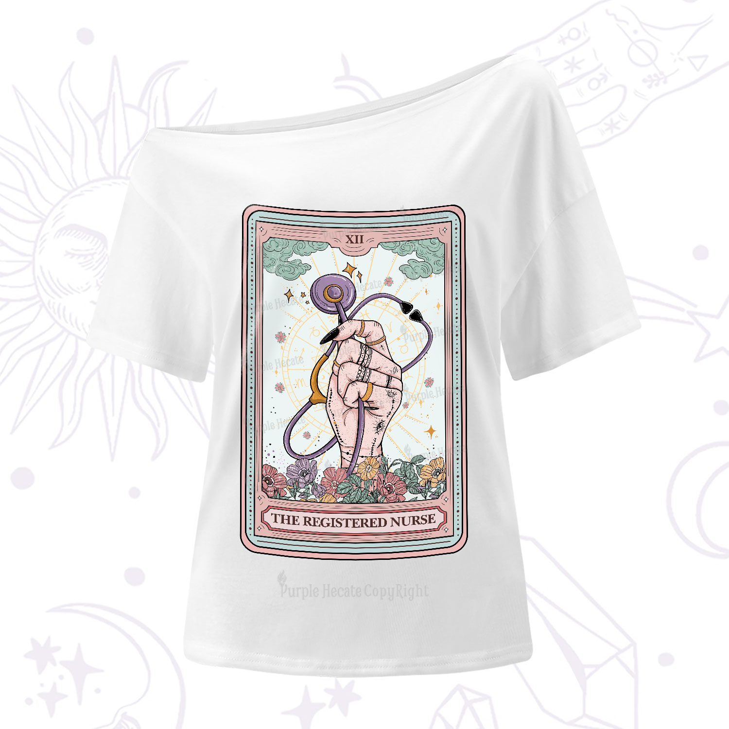 Purplehecate The Registered Nurse Tarot One-Shoulder T-Shirt