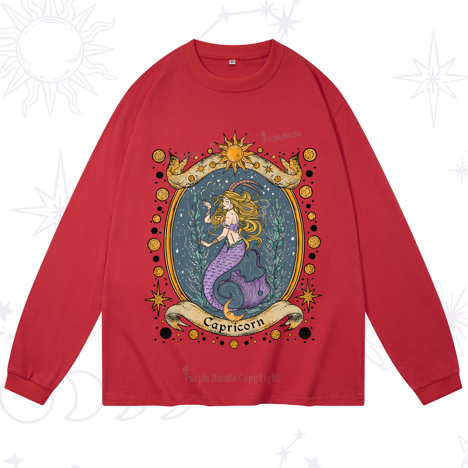 Purplehecate Celestial Capricorn Zodiac Long Sleeve T-Shirt