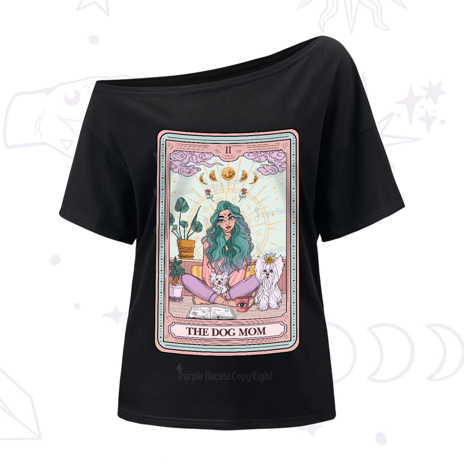 Purplehecate The Divine Dog Mom Tarot Card One-Shoulder T-Shirt