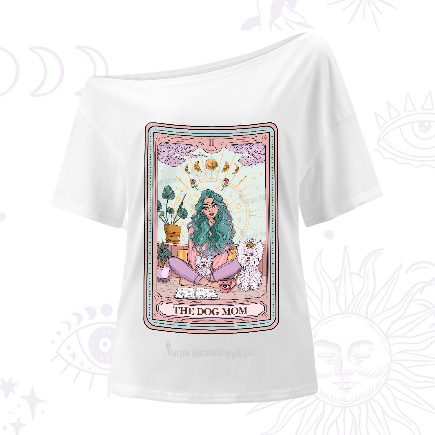 Purplehecate The Divine Dog Mom Tarot Card One-Shoulder T-Shirt