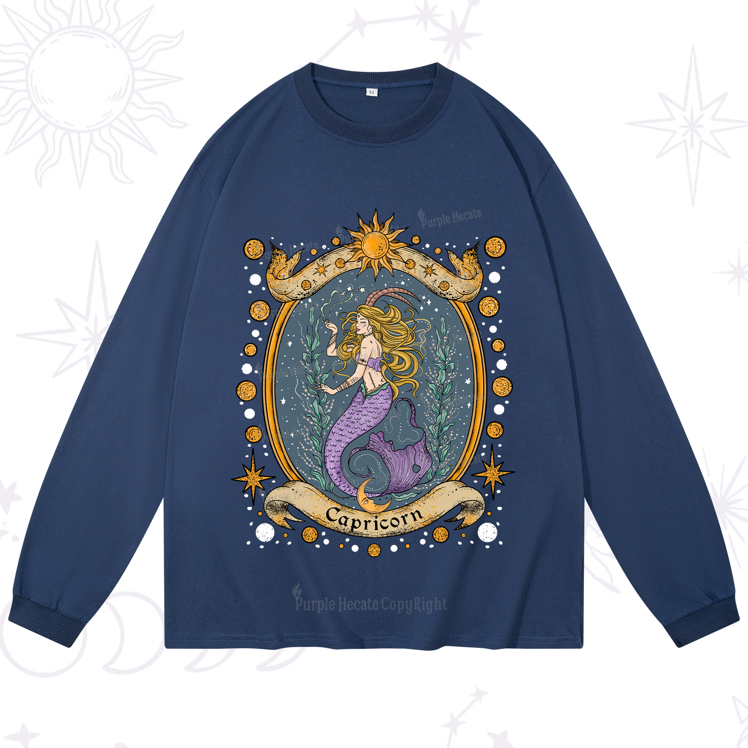 Purplehecate Celestial Capricorn Zodiac Long Sleeve T-Shirt