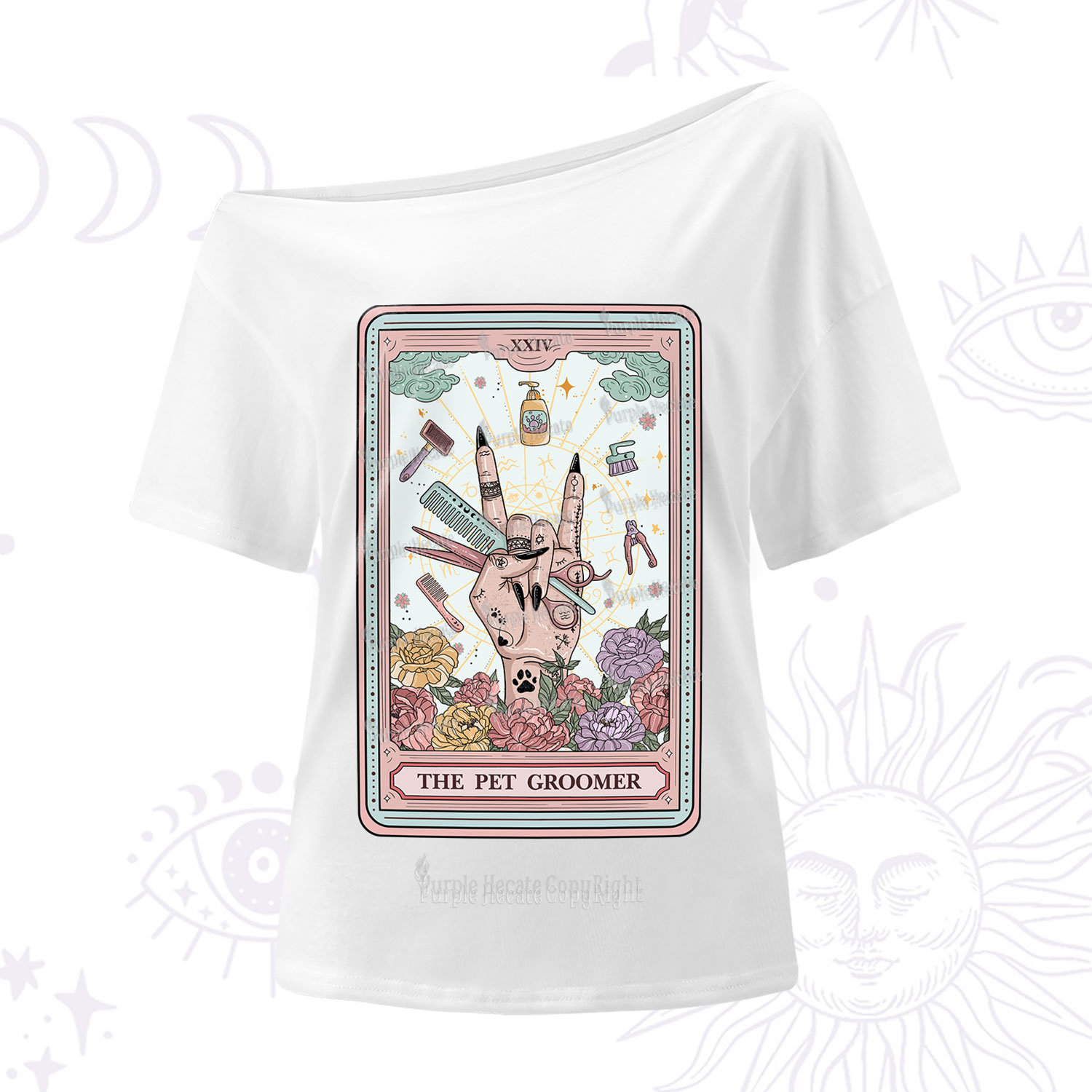 Purplehecate The Pet Groomer Tarot Card One-Shoulder T-Shirt