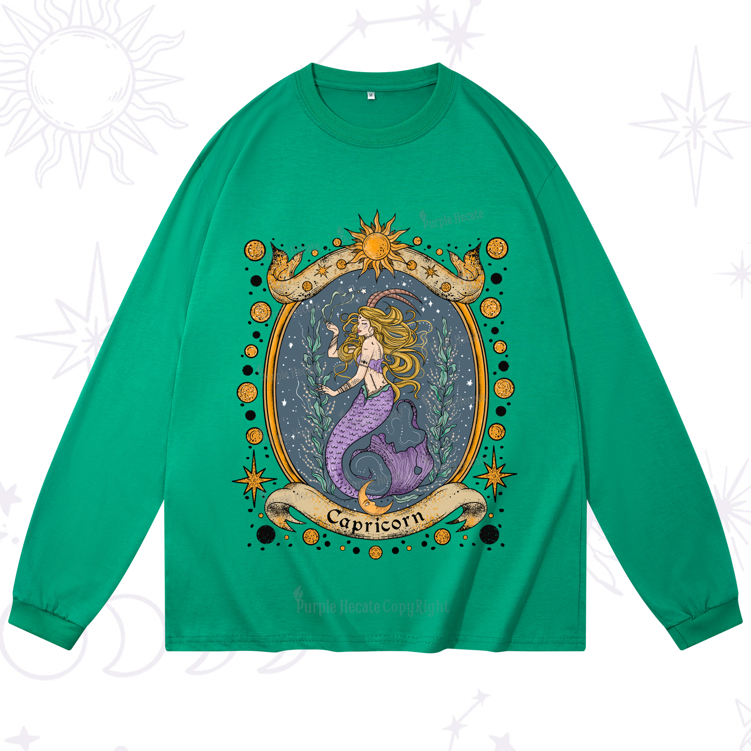 Purplehecate Celestial Capricorn Zodiac Long Sleeve T-Shirt