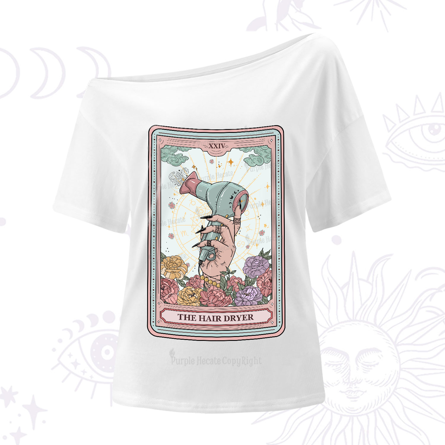 Purplehecate The Hair Dryer Life Tarot One-Shoulder T-Shirt