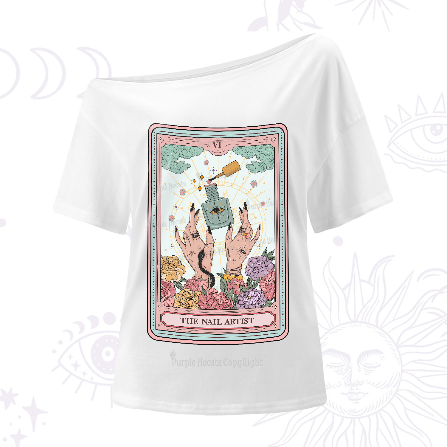 Purplehecate The Nail Artist Life Tarot One-Shoulder T-Shirt