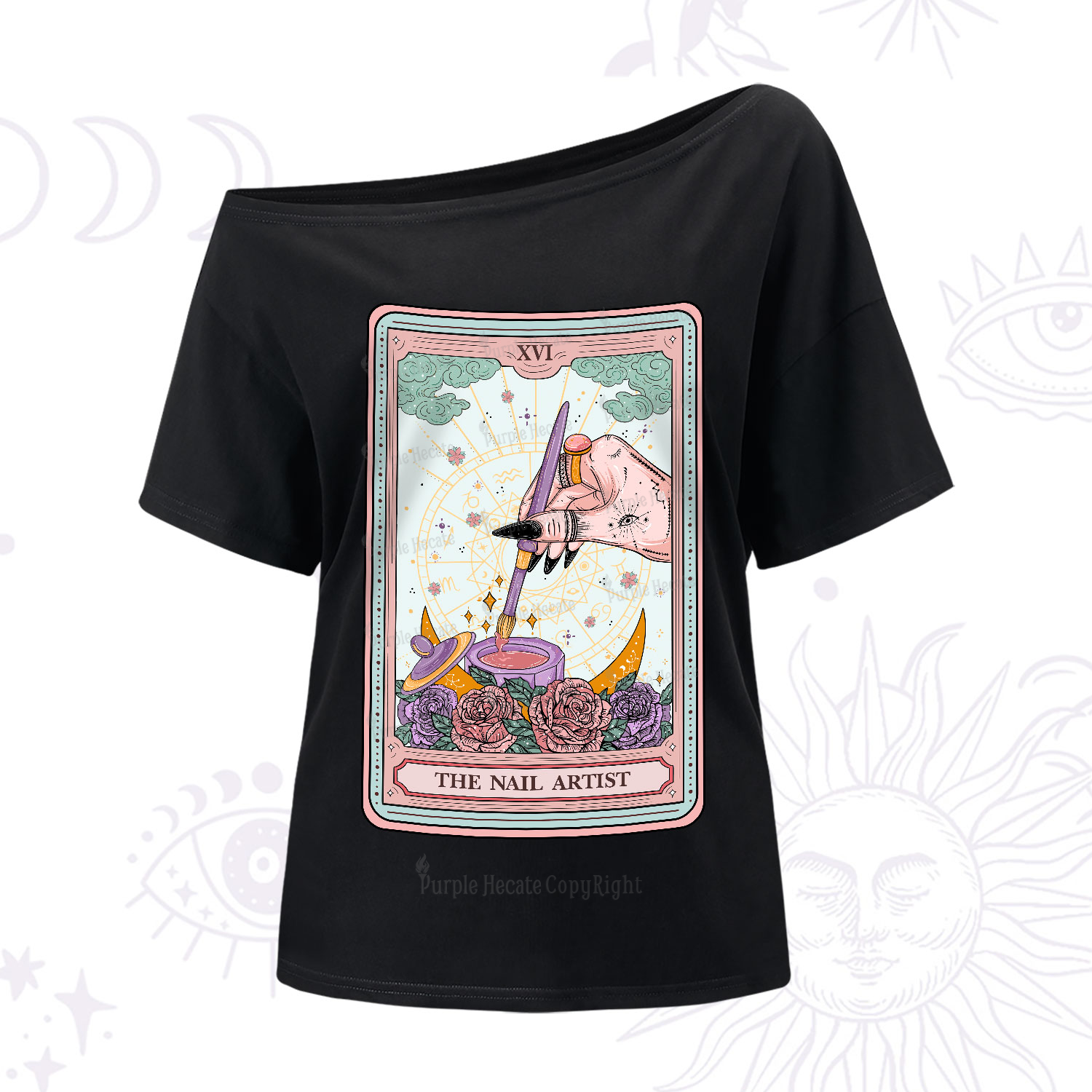 Purplehecate The Nail Artist Tarot Card One-Shoulder T-Shirt
