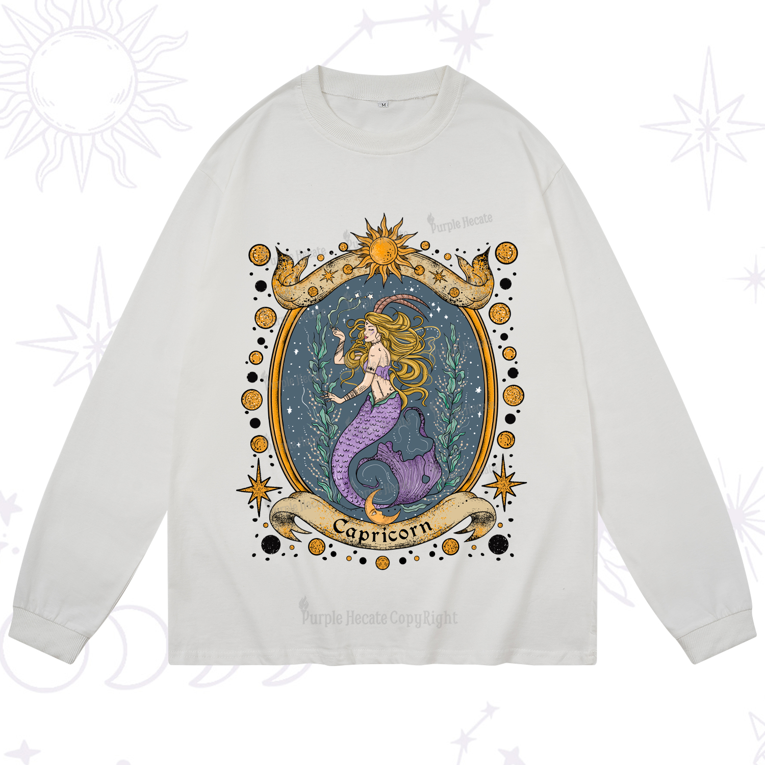 Purplehecate Celestial Capricorn Zodiac Long Sleeve T-Shirt