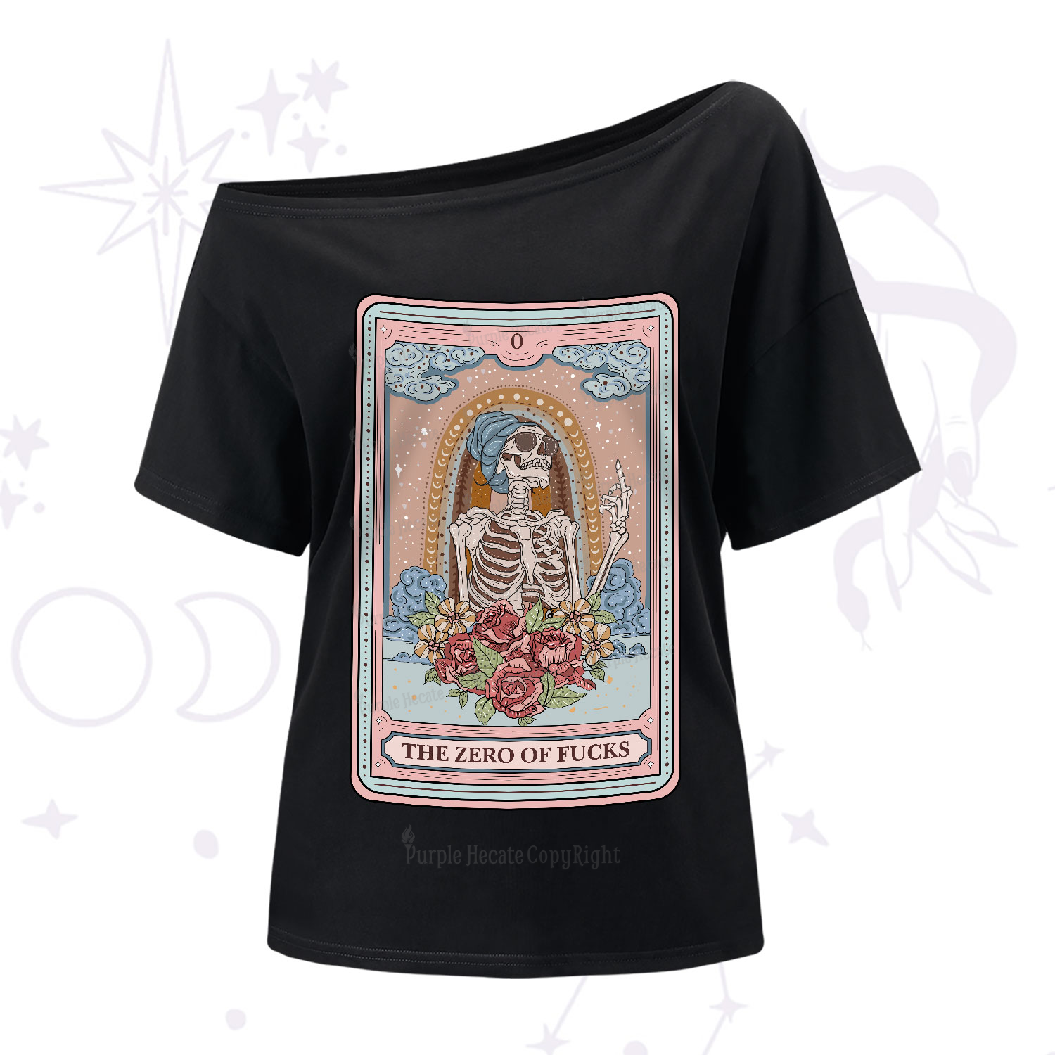 Purplehecate The Zero Of Fucks Tarot Card One-Shoulder T-Shirt
