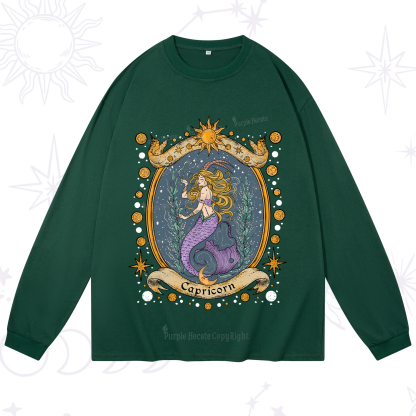 Purplehecate Celestial Capricorn Zodiac Long Sleeve T-Shirt