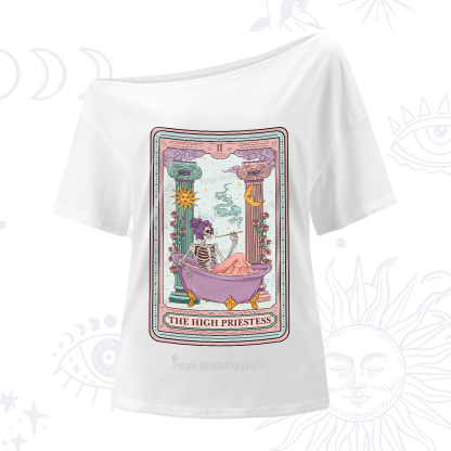 Purplehecate The Noble High Priestess Tarot Card One-Shoulder T-Shirt