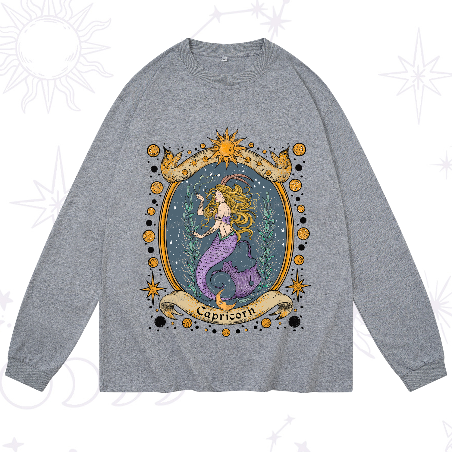 Purplehecate Celestial Capricorn Zodiac Long Sleeve T-Shirt