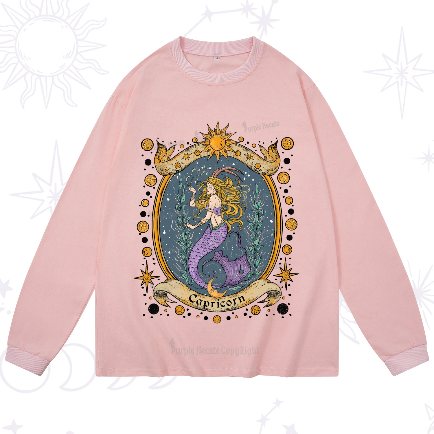 Purplehecate Celestial Capricorn Zodiac Long Sleeve T-Shirt