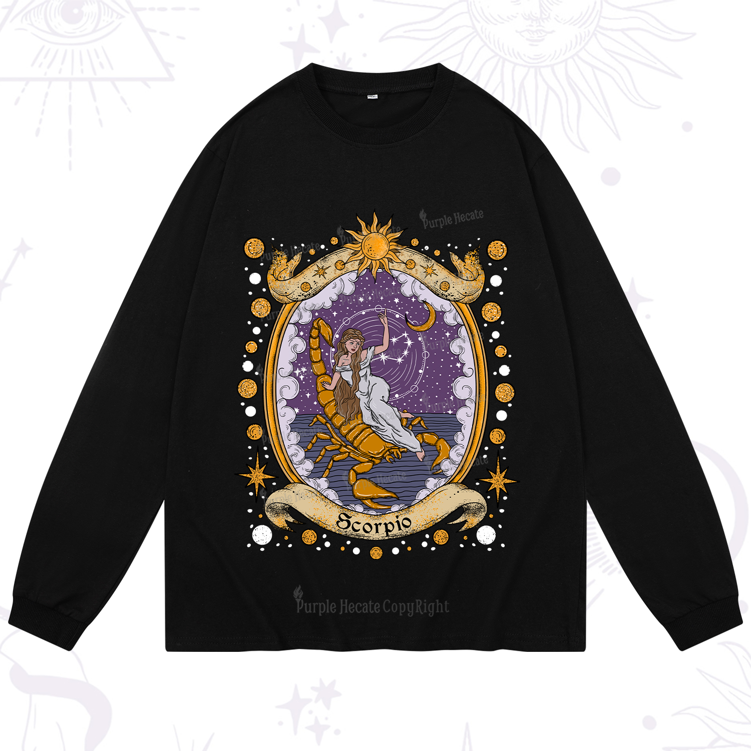 Purplehecate Celestial Scorpio Zodiac Long Sleeve T-Shirt