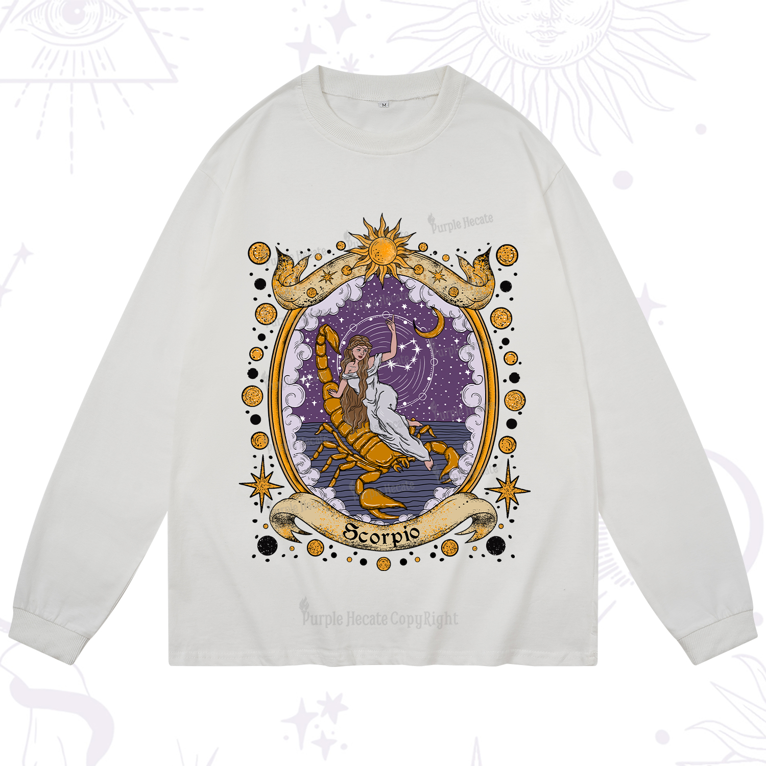 Purplehecate Celestial Scorpio Zodiac Long Sleeve T-Shirt