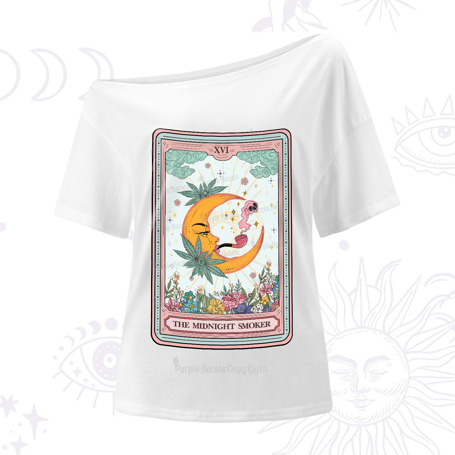 Purplehecate The Midnight Smoker Tarot One-Shoulder T-Shirt