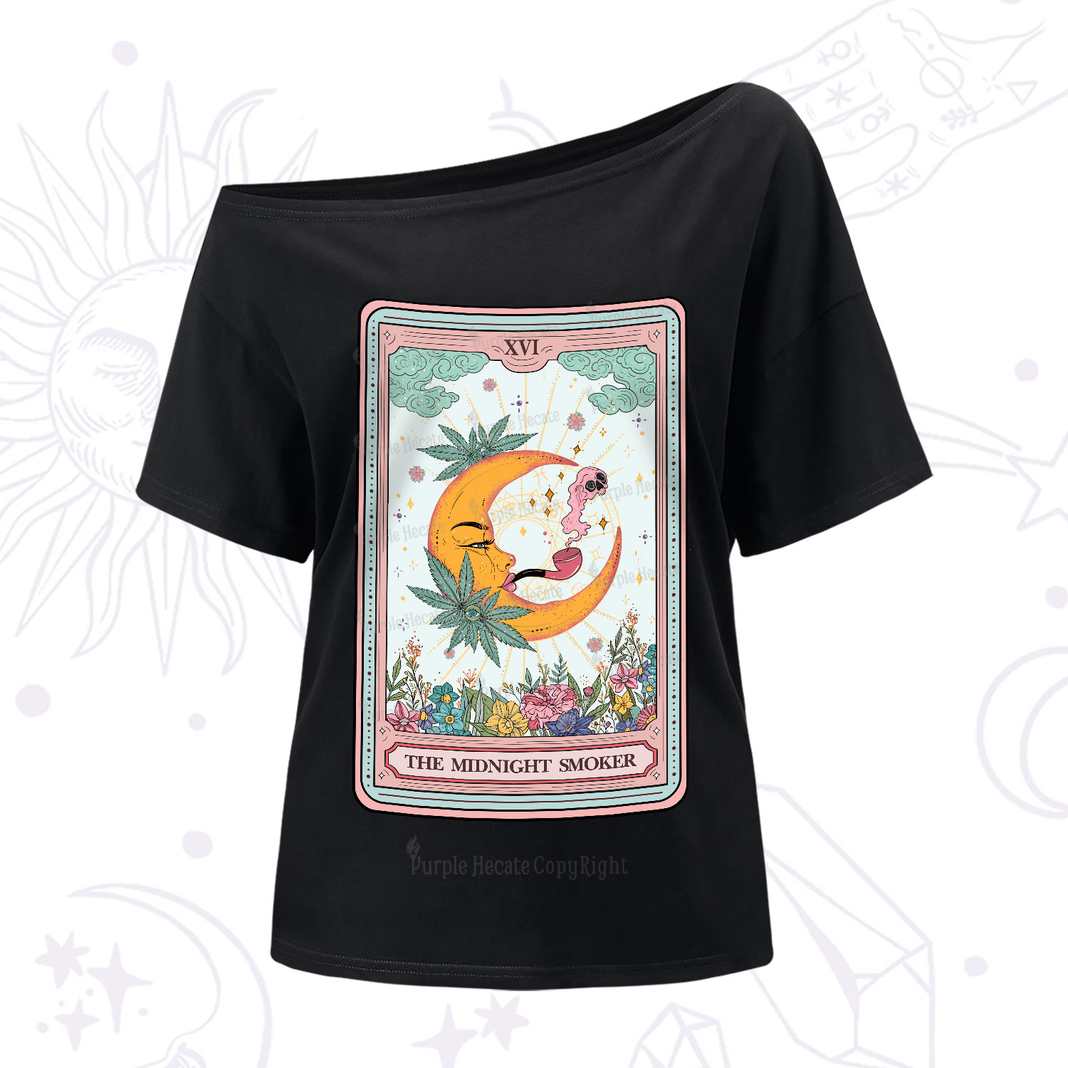 Purplehecate The Midnight Smoker Tarot One-Shoulder T-Shirt