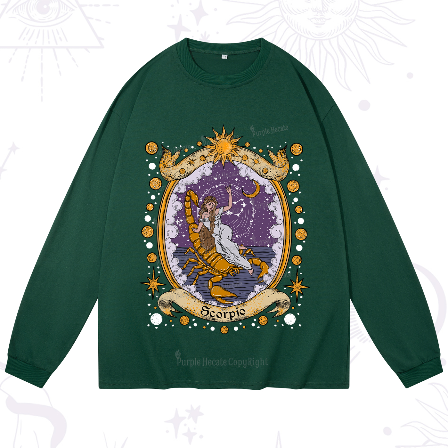 Purplehecate Celestial Scorpio Zodiac Long Sleeve T-Shirt