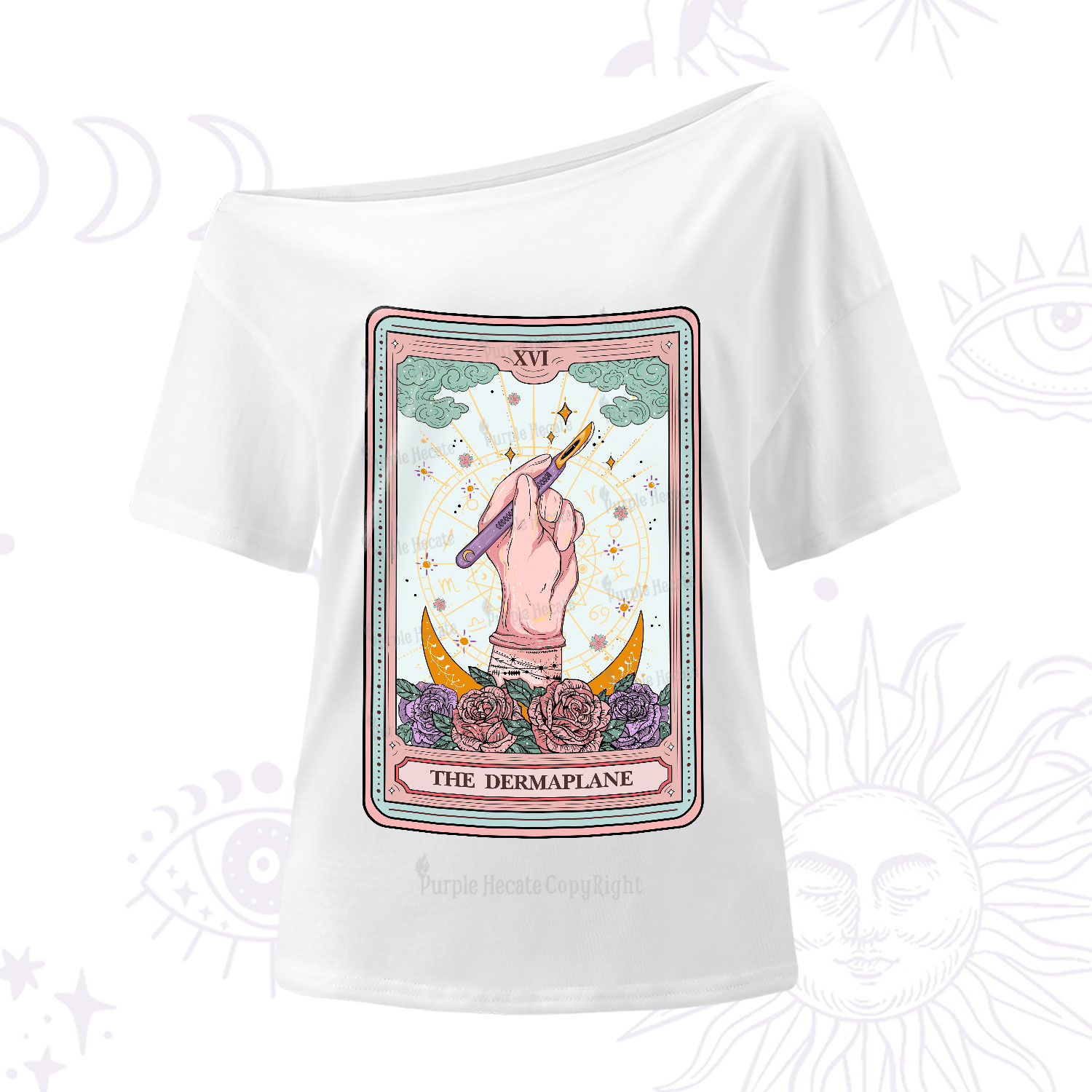 Purplehecate The Dermaplane Tarot Card One-Shoulder T-Shirt