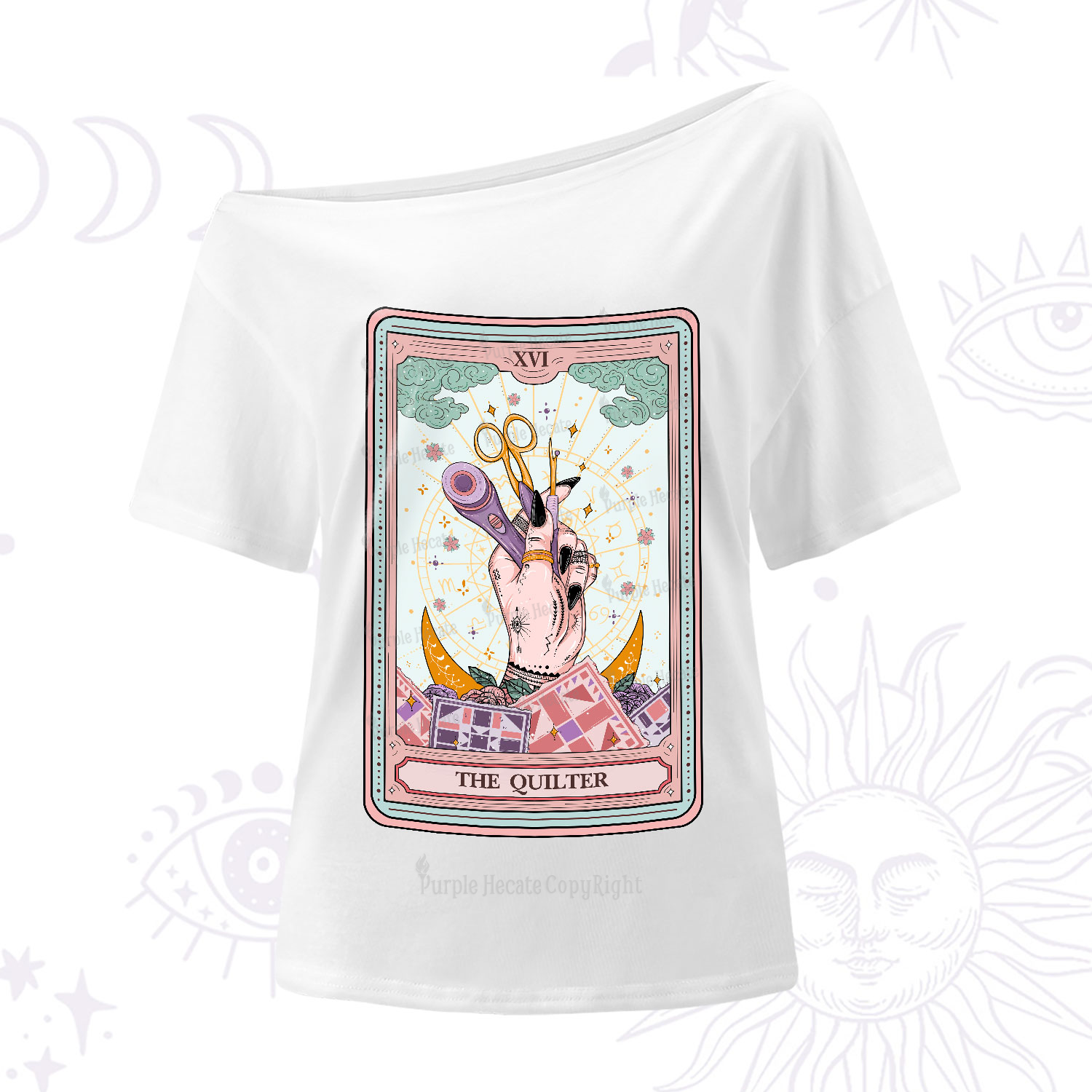 Purplehecate The Quilter Tarot Card One-Shoulder T-Shirt