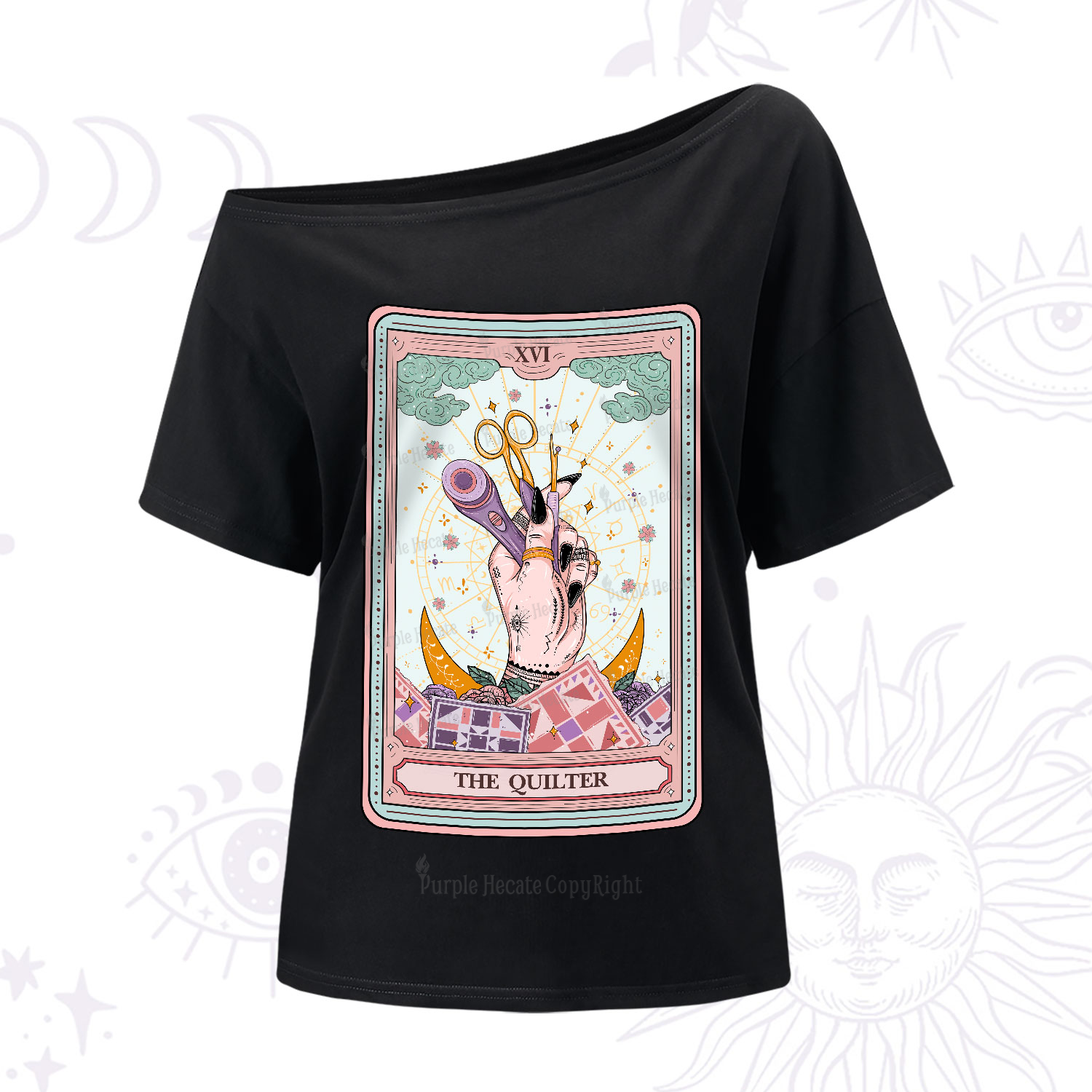 Purplehecate The Quilter Tarot Card One-Shoulder T-Shirt