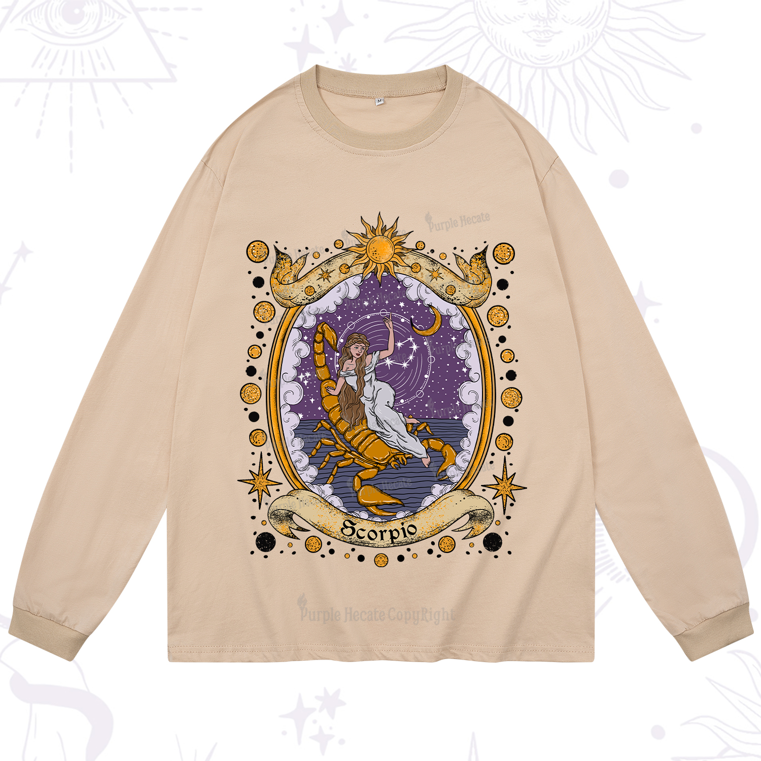 Purplehecate Celestial Scorpio Zodiac Long Sleeve T-Shirt