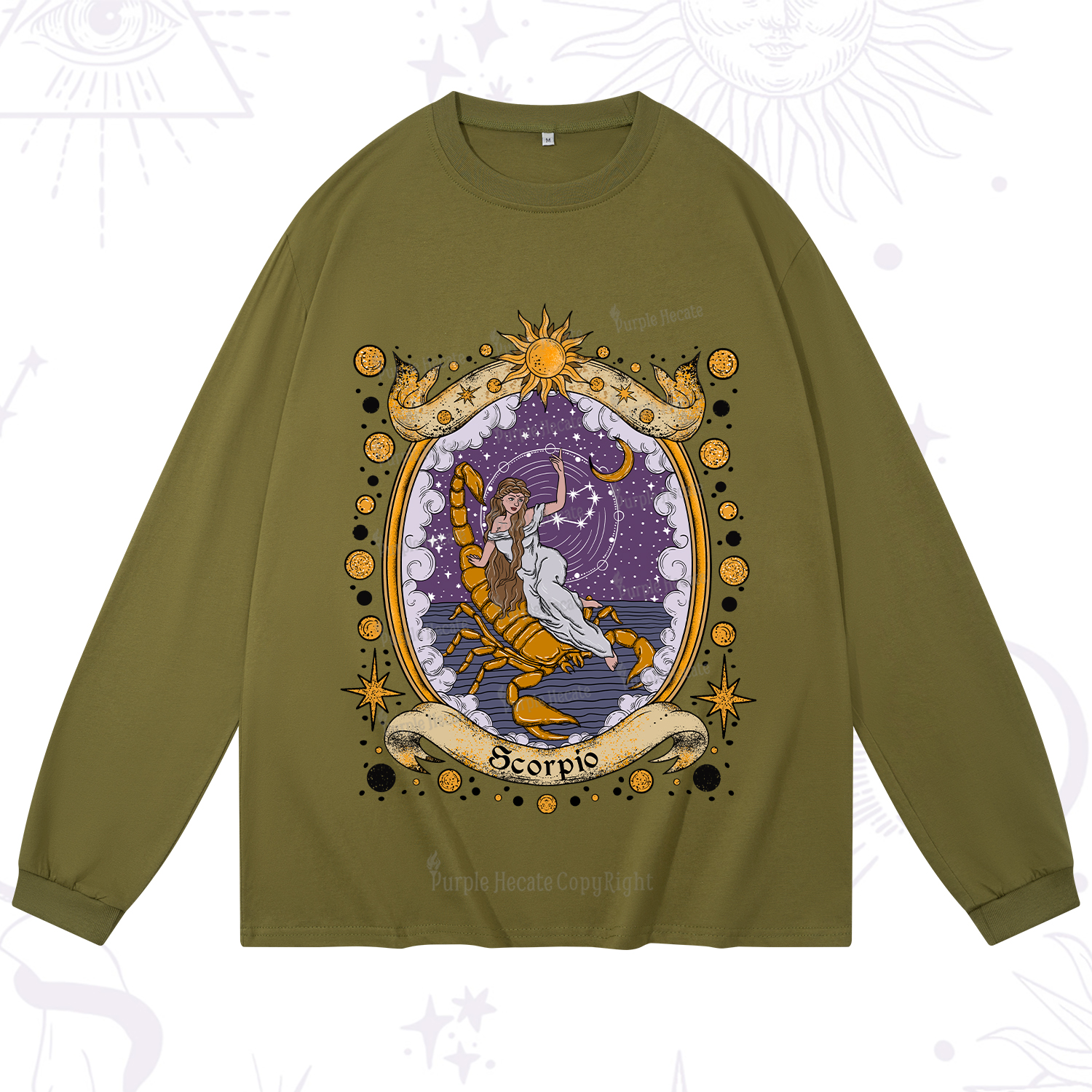 Purplehecate Celestial Scorpio Zodiac Long Sleeve T-Shirt
