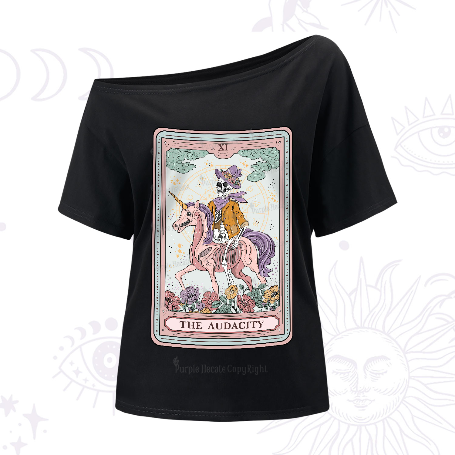 Purplehecate The Audacity Tarot Card One-Shoulder T-Shirt