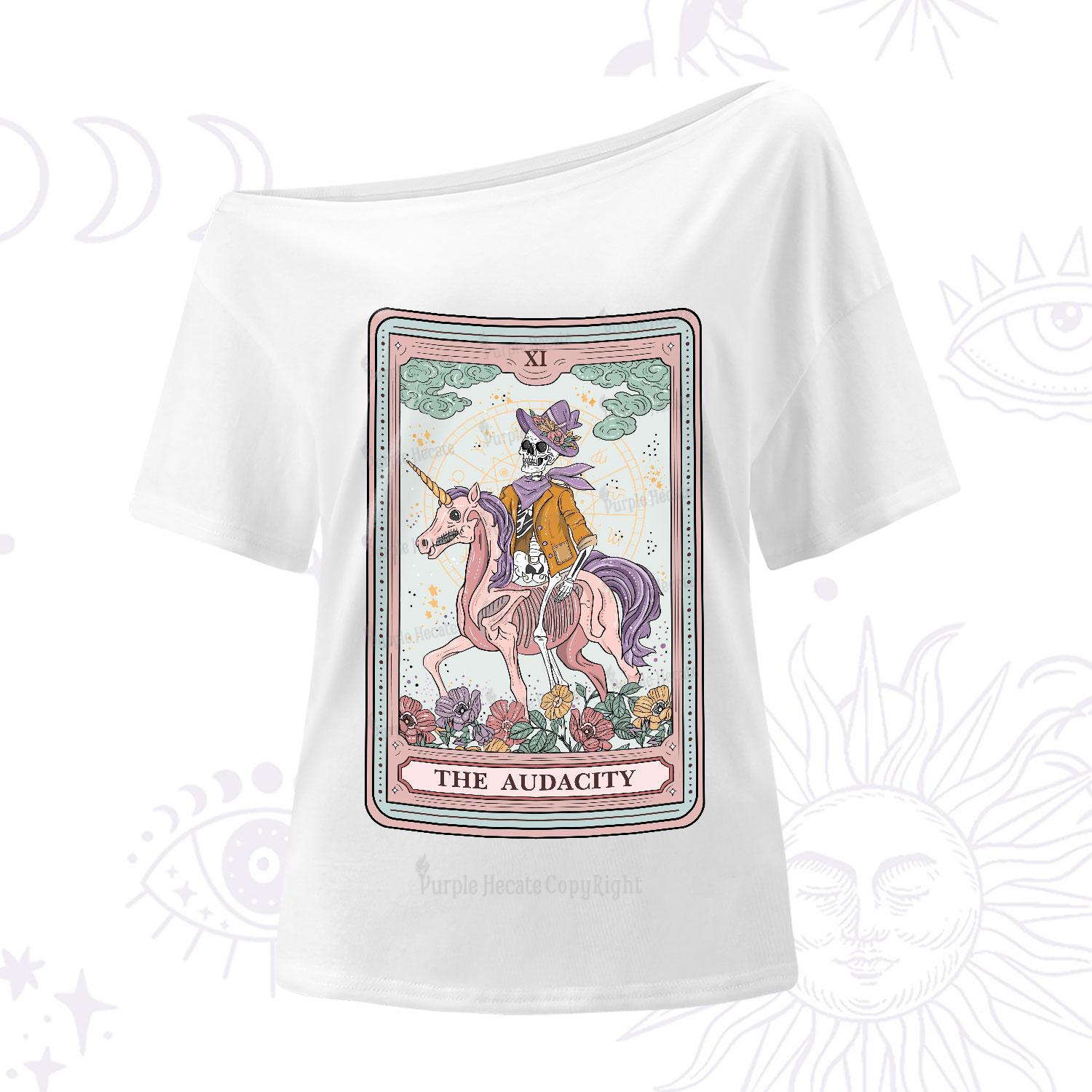 Purplehecate The Audacity Tarot Card One-Shoulder T-Shirt