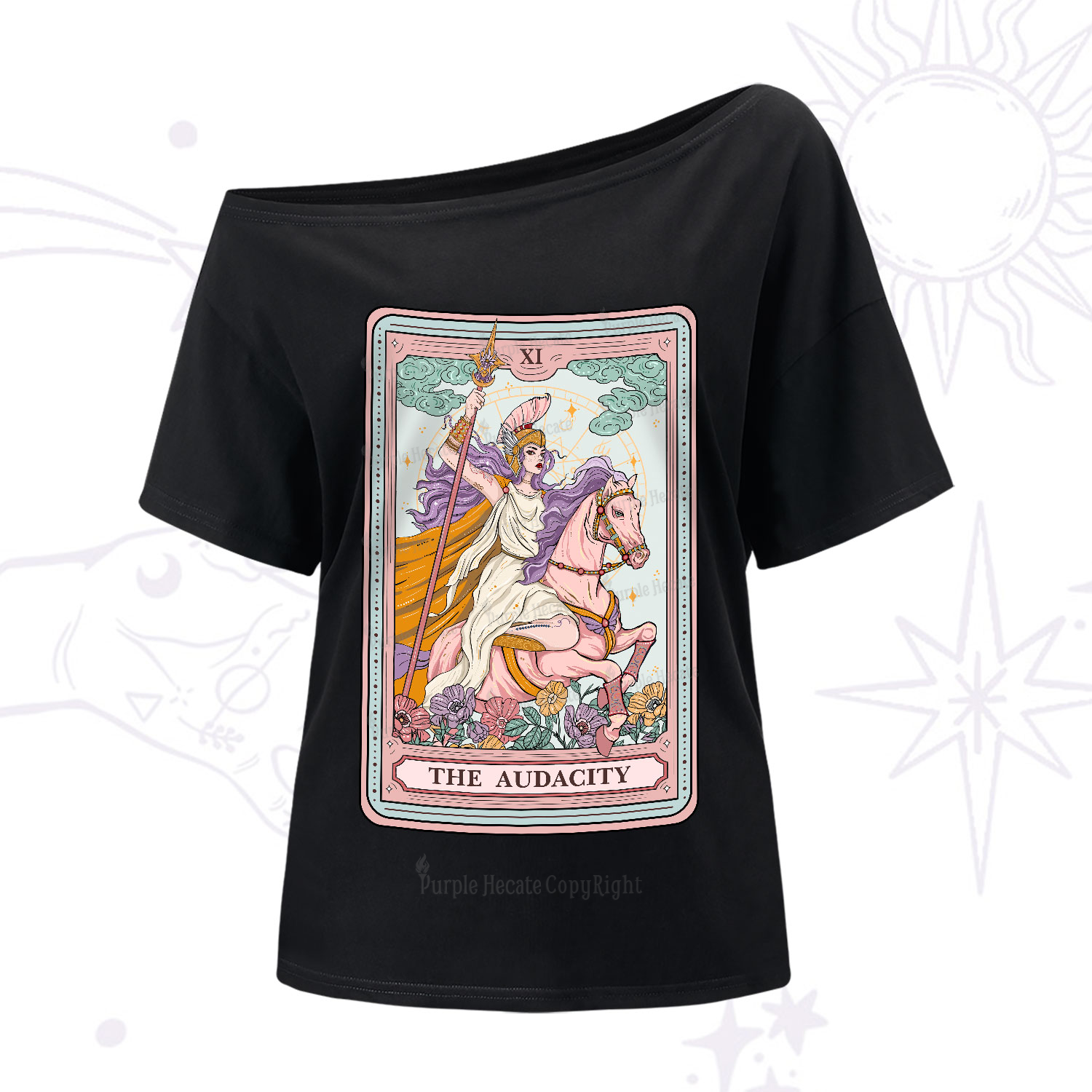 Purplehecate The Audacity Tarot Card One-Shoulder T-Shirt