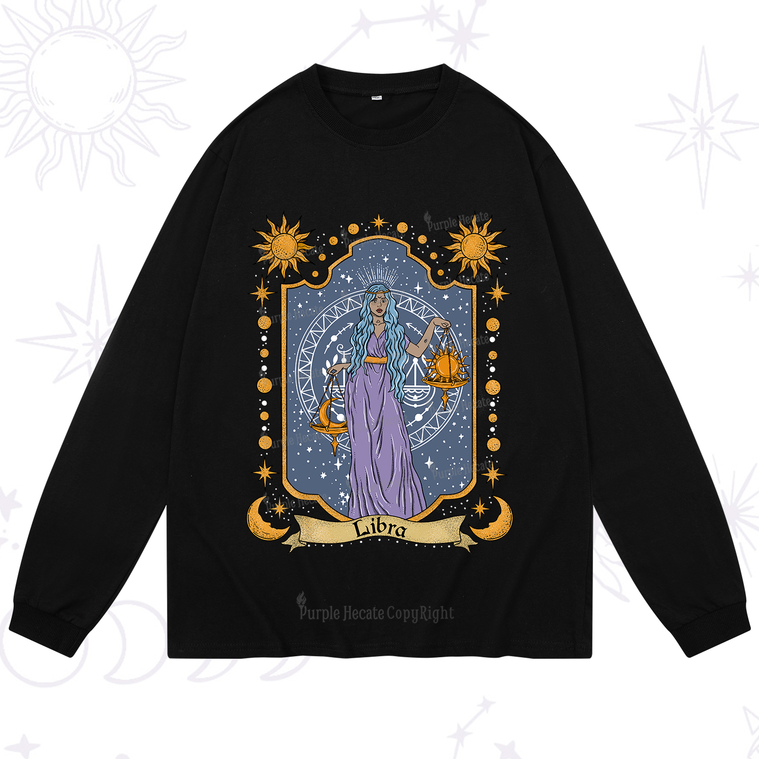 Purplehecate Libra Zodiac Long Sleeve T-Shirt