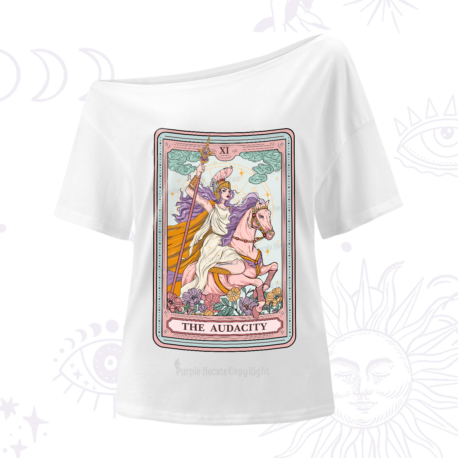 Purplehecate The Audacity Tarot Card One-Shoulder T-Shirt