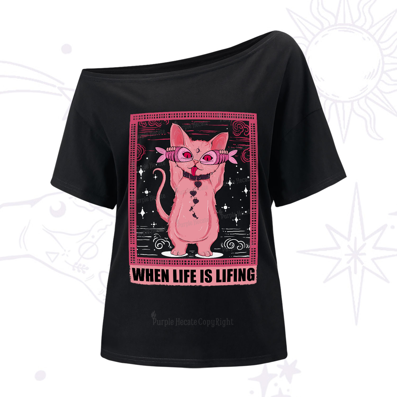 Purplehecate When Life Is Lifting One-Shoulder T-Shirt