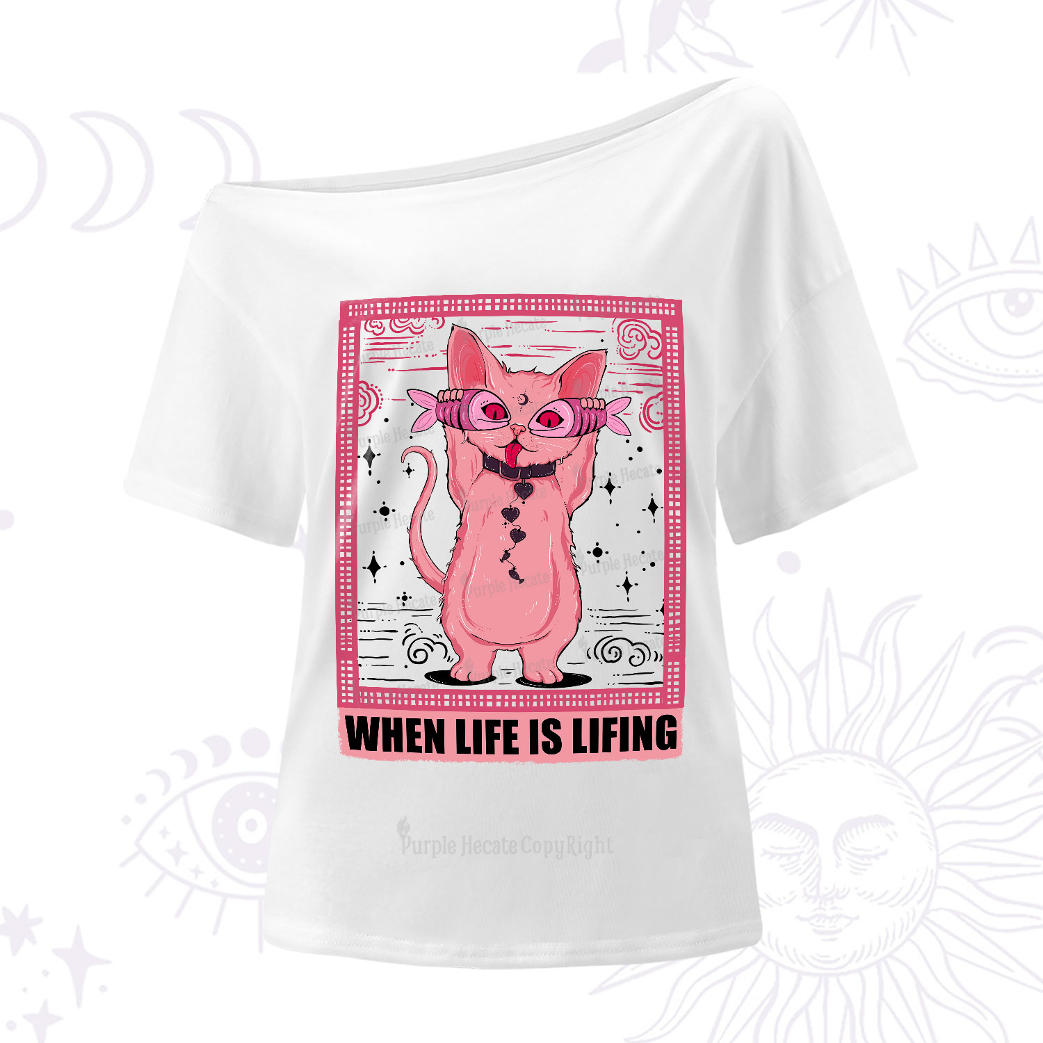 Purplehecate When Life Is Lifting One-Shoulder T-Shirt