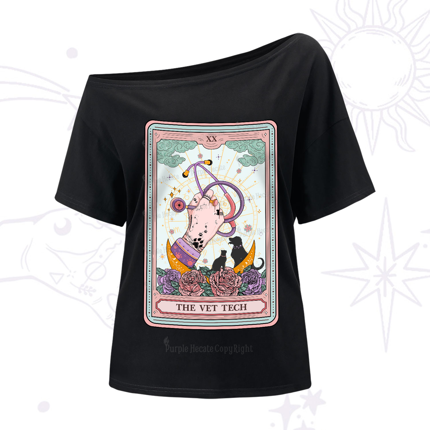 Purplehecate The Vet Tech Tarot One-Shoulder T-Shirt