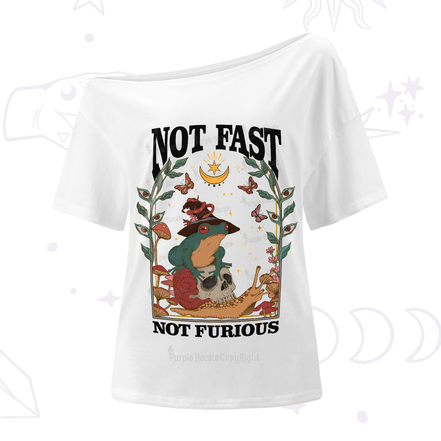 Purplehecate Not Fast Not Furious One-Shoulder T-Shirt
