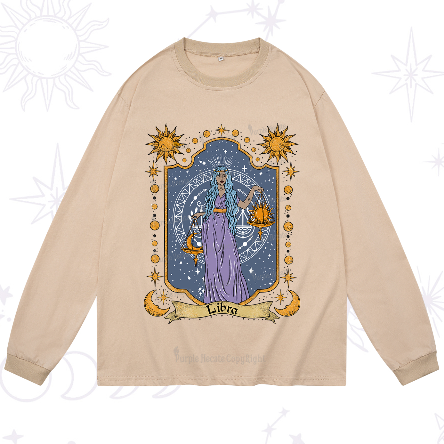 Purplehecate Libra Zodiac Long Sleeve T-Shirt