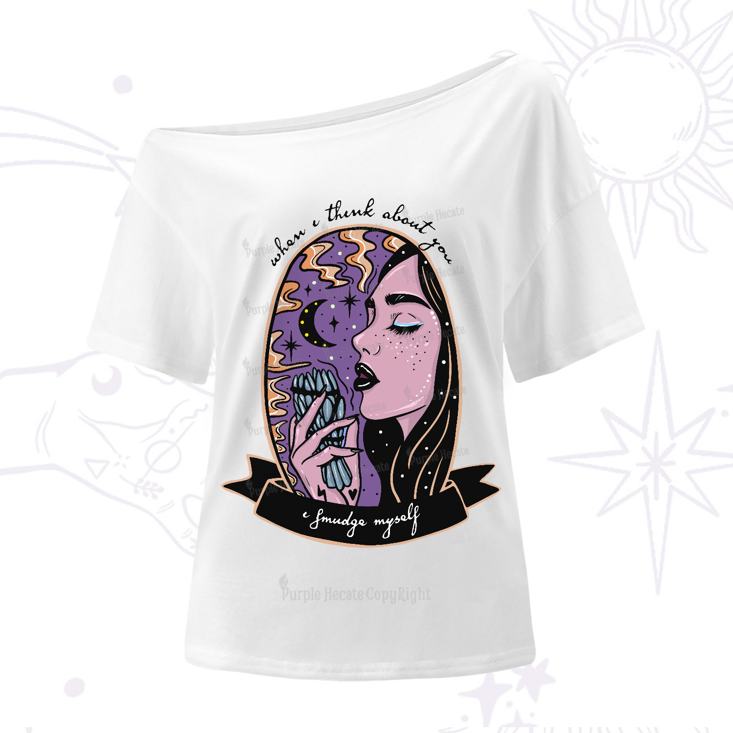 Purplehecate When I Think About You One-Shoulder T-Shirt