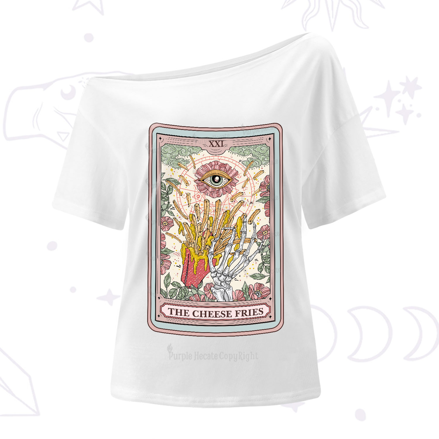 Purplehecate The Cheese Fries Tarot One-Shoulder T-Shirt