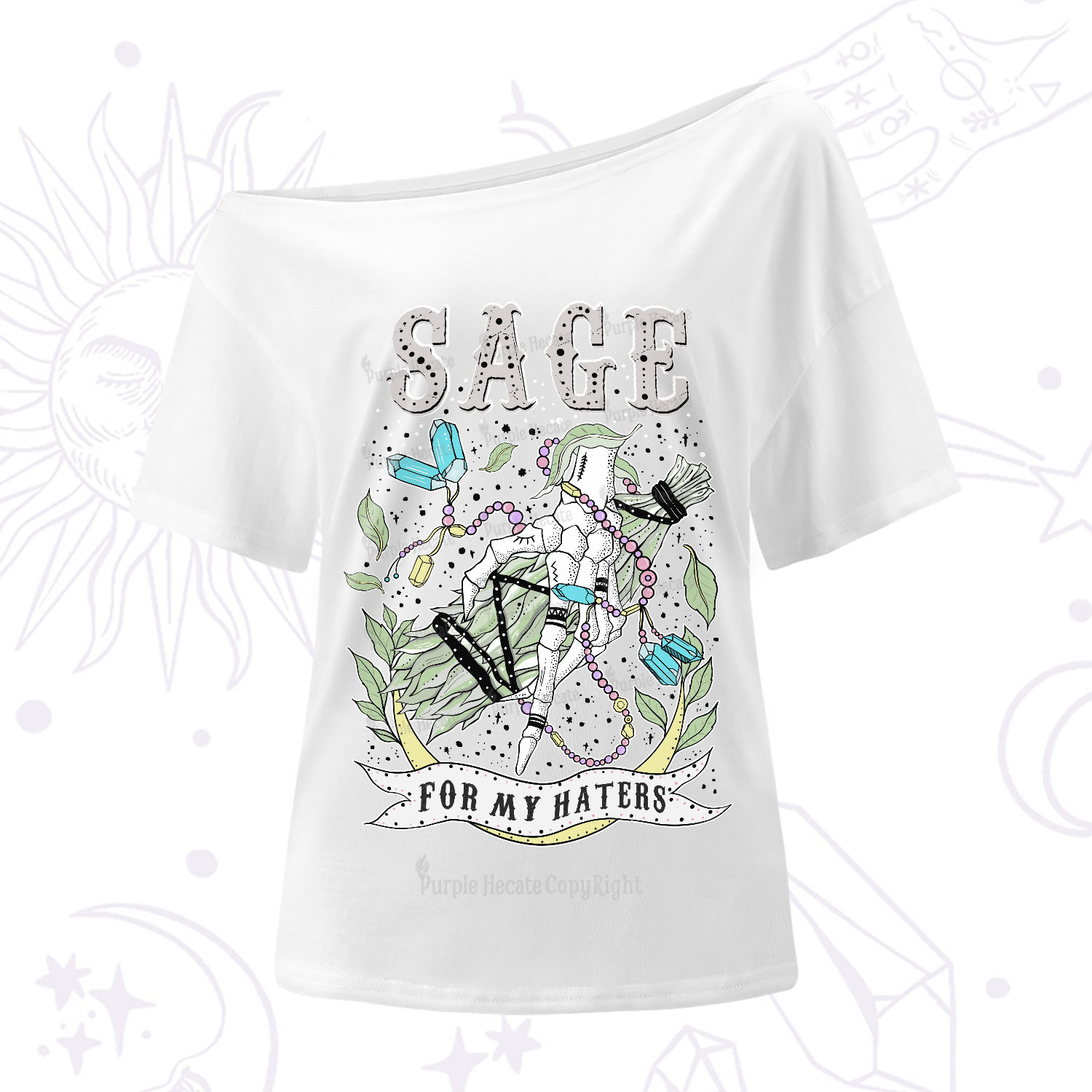 Purplehecate Sage For My Haters One-Shoulder T-Shirt