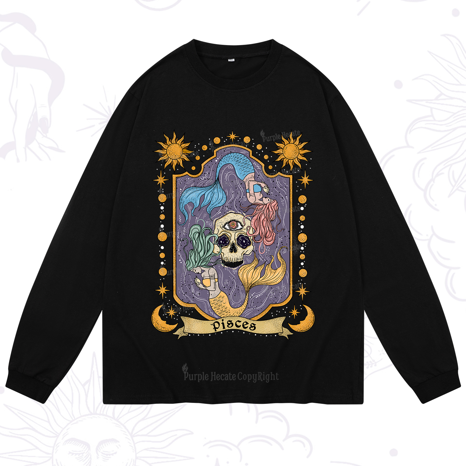 Purplehecate Pisces Zodiac Long Sleeve T-Shirt