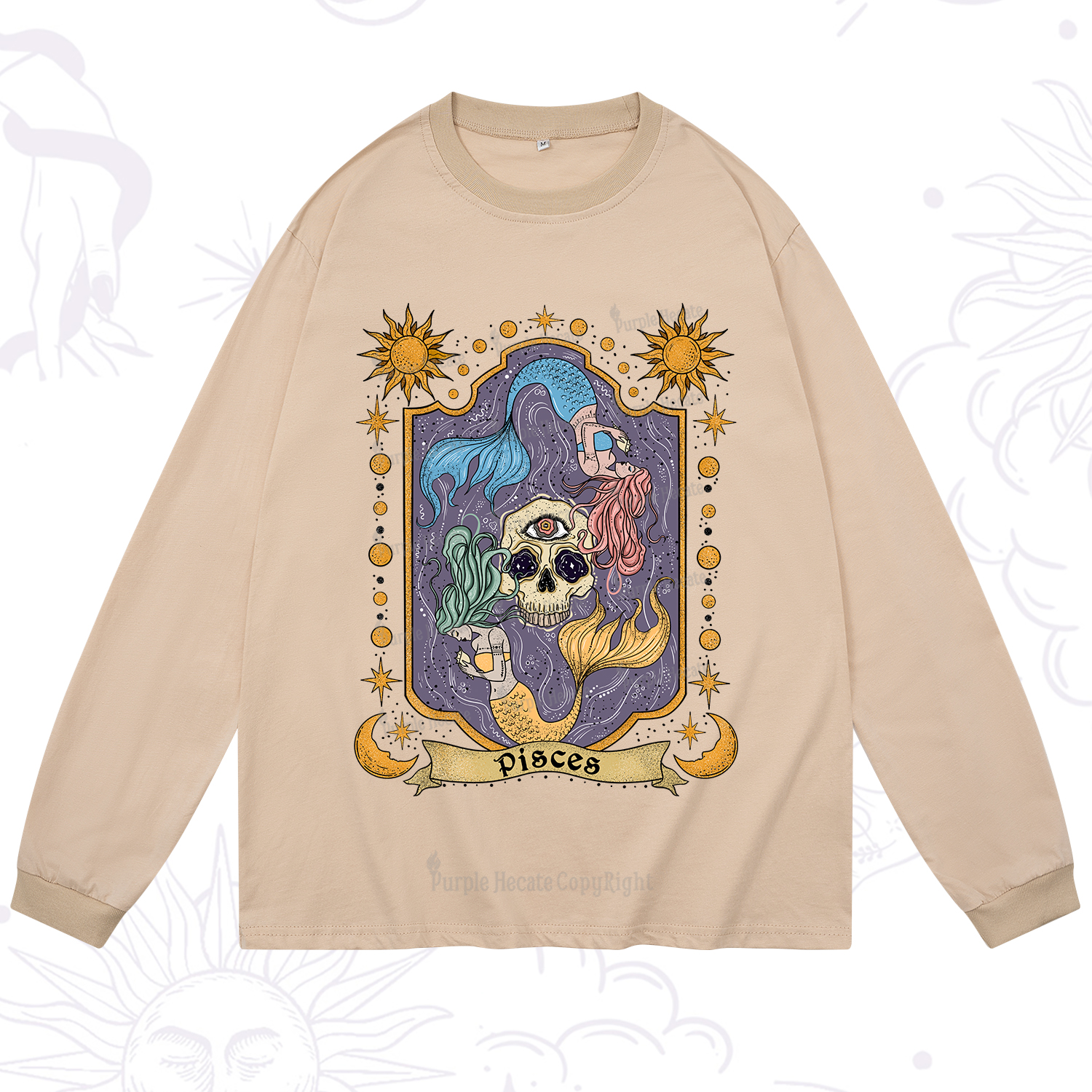 Purplehecate Pisces Zodiac Long Sleeve T-Shirt